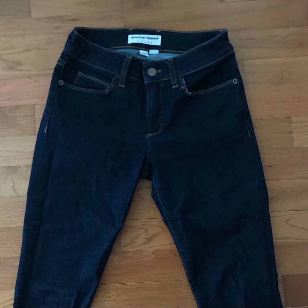American Apparel dark wash midrise skinny jeans 24